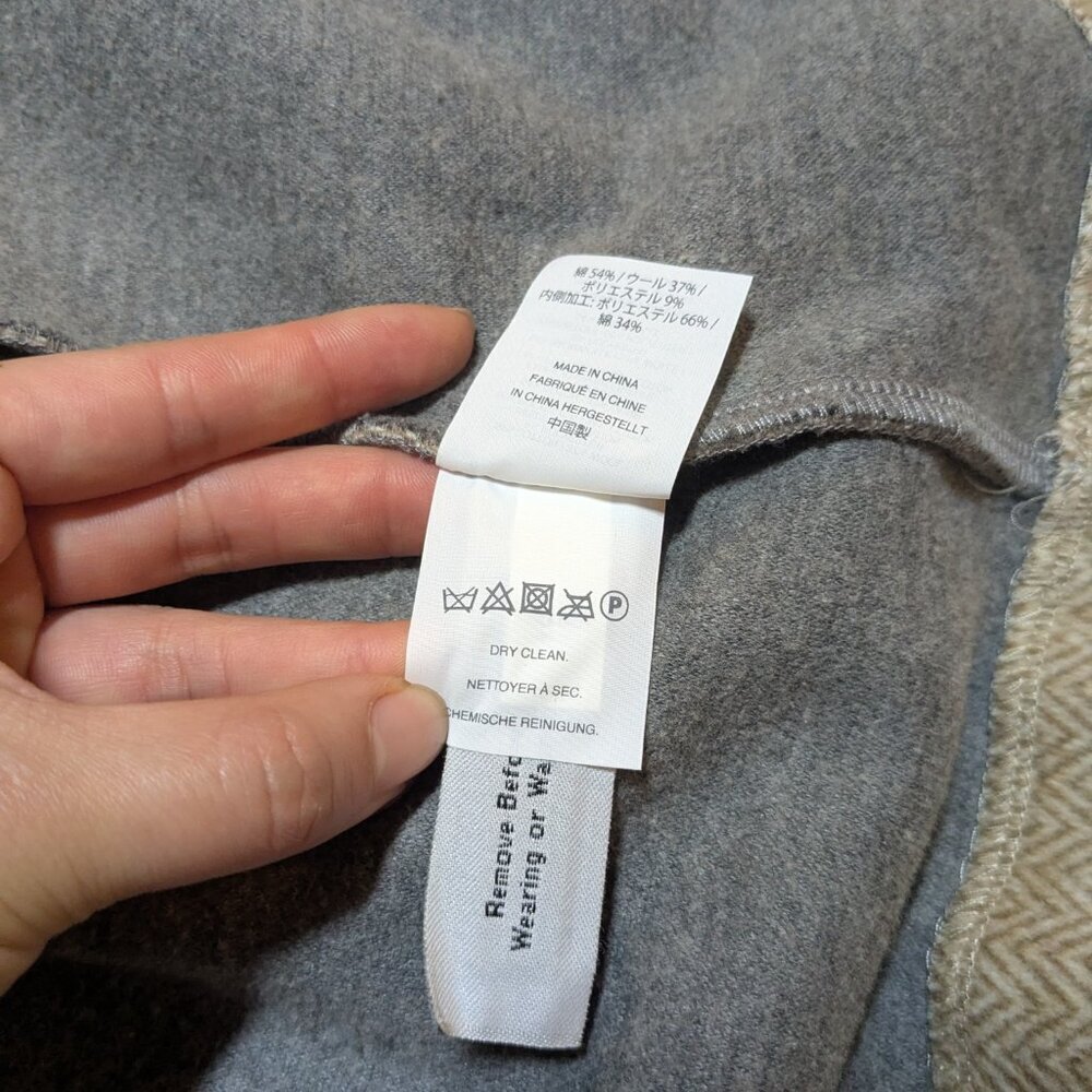 Madewell Coat Tan Stanza Herringbone Coat Wool Blend Camel Color Large - Picture 7 of 8